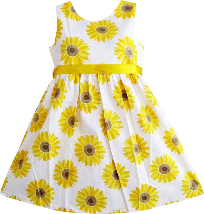 ... Yellow Sunflower School Uniform Sundress Party Kids Size 9-10 NWT