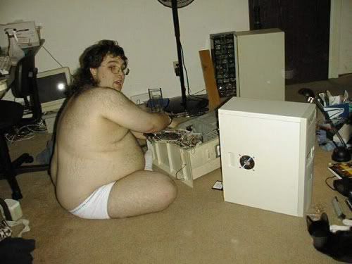 fat guy on computer. hair fat guy computer. really