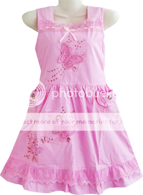 girls dress pink butterfly sundress children clothes size 7 8 size 7 8 