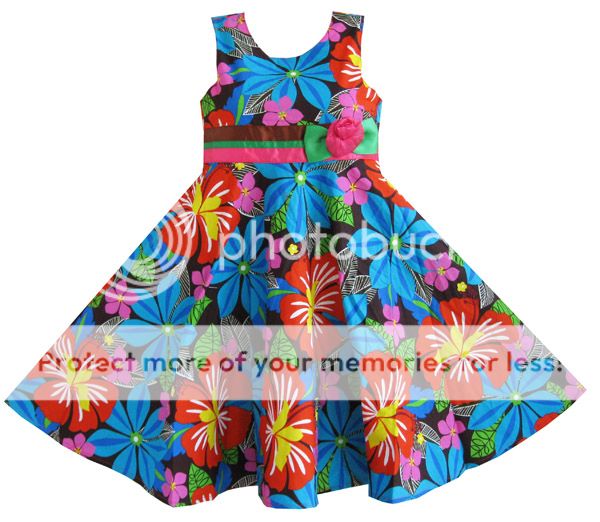 Girls Dress Flower Print Beach Sundress Boutique Children Clothes 2 3