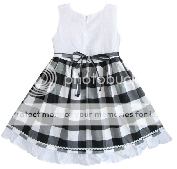 Girls dresses Black White Tartan School Sundress Children Clothes 2 3