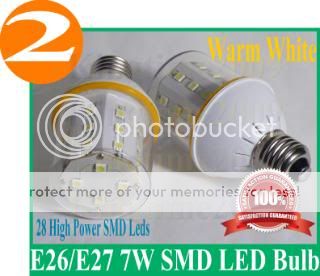 20 PK E27 7W SMD LED Bulb Warm White Lamp 110V 120V  
